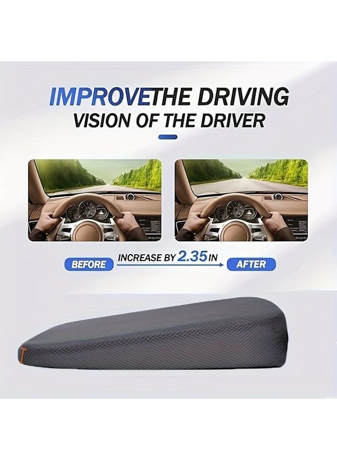 Elevated Comfort Driving Cushion Thick Height Booster Pad Black Breathable Polyester Fiber Non Slip Universal Fit Woven Car Seat Support - Image 3