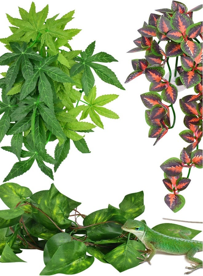 Generic Vibrant Hanging Reptile Plants with Suction Cups for Snakes, Bearded Dragons, and Toads - Ideal Habitat Decor for Your Pet  - Image 1