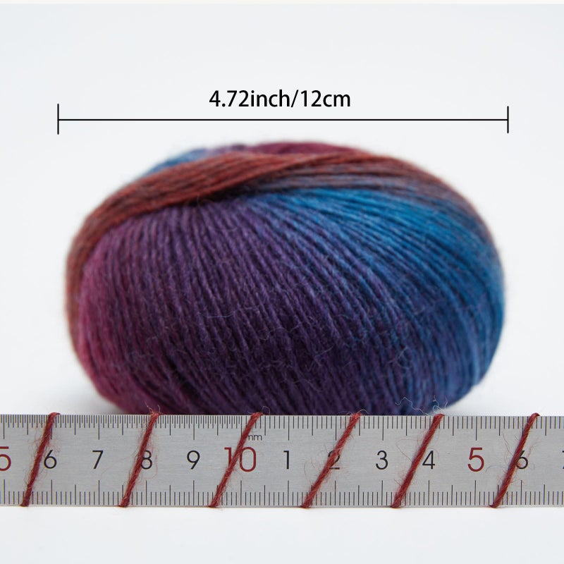 NICEEC 2 Skeins Rainbow Soft Yarn 100% Wool Gradient Multi Color Yarn for Crocheting Knit Total Length 180mÃ—2(196ydsÃ—2,50gÃ—2)-17# - Image 3