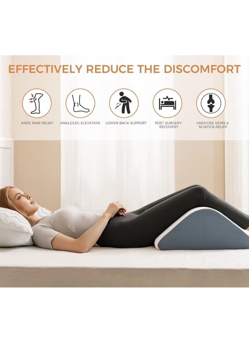 عربست وسادة اسفين الركبة 8 '' للانتعاش بعد الجراحة - دعم ارتفاع الساق لموقف النوم ، وتخفيف أسفل الظهر وألم الورك تعزيز الدورة الدموية في الكاحلين وسادة مثلثة الساقين مع غطاء قابل للإزالة - Image 3