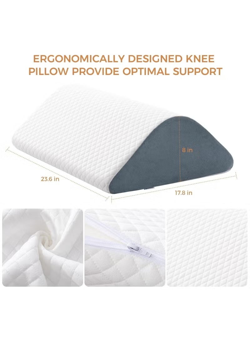 عربست وسادة اسفين الركبة 8 '' للانتعاش بعد الجراحة - دعم ارتفاع الساق لموقف النوم ، وتخفيف أسفل الظهر وألم الورك تعزيز الدورة الدموية في الكاحلين وسادة مثلثة الساقين مع غطاء قابل للإزالة - Image 4