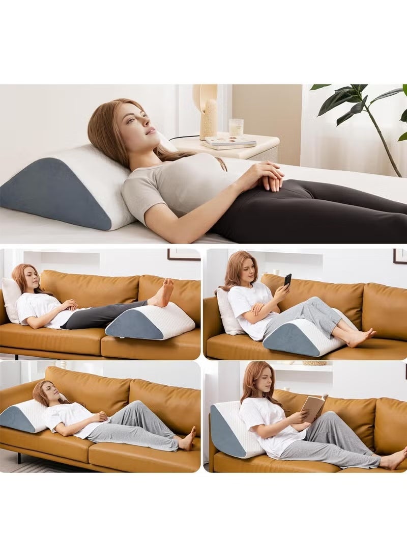 عربست وسادة اسفين الركبة 8 '' للانتعاش بعد الجراحة - دعم ارتفاع الساق لموقف النوم ، وتخفيف أسفل الظهر وألم الورك تعزيز الدورة الدموية في الكاحلين وسادة مثلثة الساقين مع غطاء قابل للإزالة - Image 2