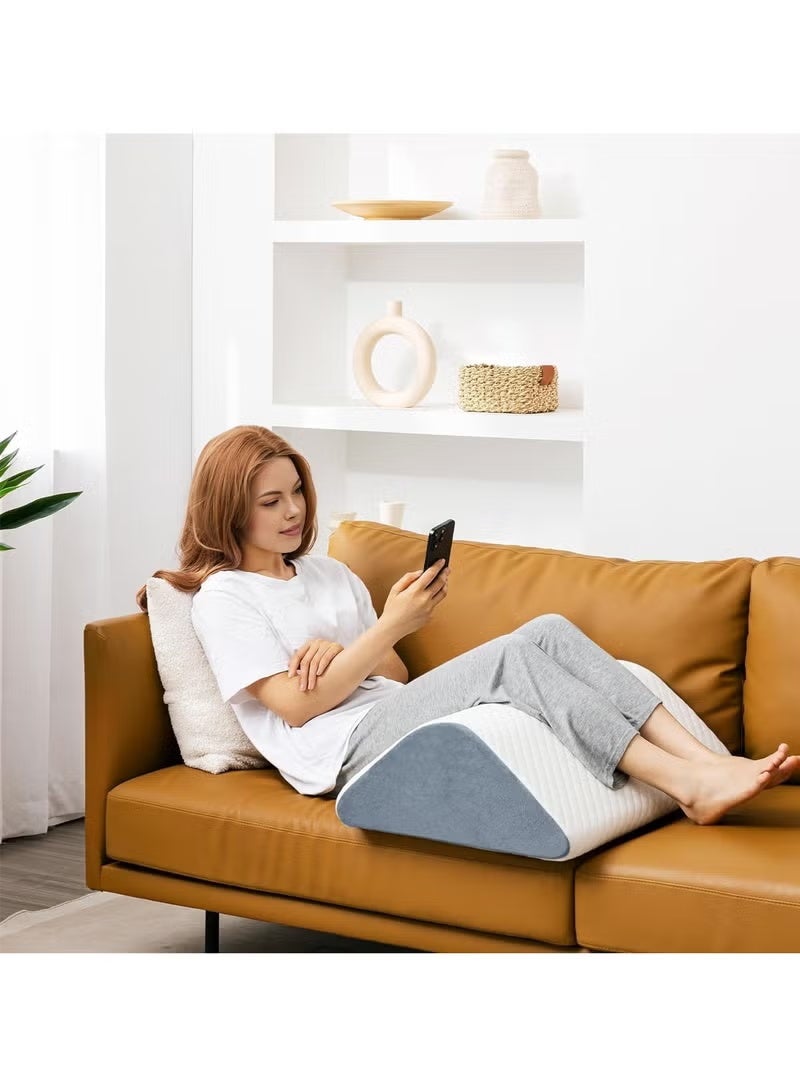 عربست وسادة اسفين الركبة 8 '' للانتعاش بعد الجراحة - دعم ارتفاع الساق لموقف النوم ، وتخفيف أسفل الظهر وألم الورك تعزيز الدورة الدموية في الكاحلين وسادة مثلثة الساقين مع غطاء قابل للإزالة - Image 5