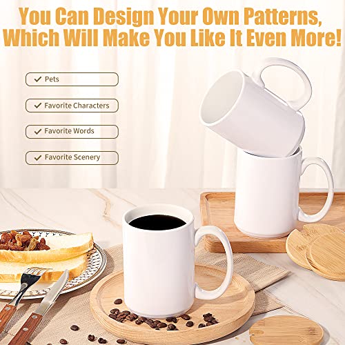 RAINBOWTIE Sublimation Mugs 15 oz with Bamboo Lid Ceramic Coffee Cup Sublimation Coffee Mugs Tazas Para Sublimar Set of 12 - Image 5