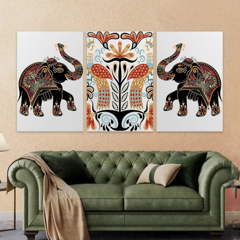Marktna Three luxurious modern canvas prints with a hollow frame, measuring (90×40), three pieces - Image 1