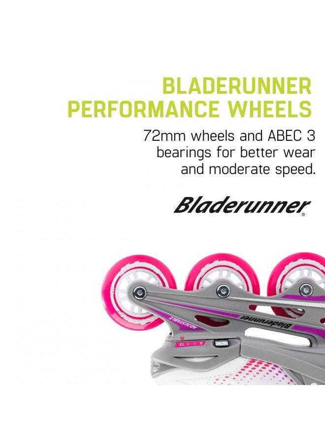 Bladerunner by Rollerblade Phoenix Girls Adjustable Fitness Inline Skate, White and Fuchsia, Junior, Value Performance Inline Skates, 2-6 (0T1011006R2)