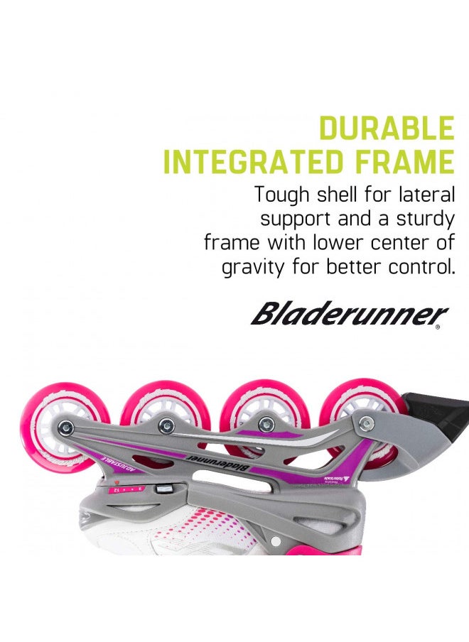 Bladerunner by Rollerblade Phoenix Girls Adjustable Fitness Inline Skate, White and Fuchsia, Junior, Value Performance Inline Skates, 2-6 (0T1011006R2)