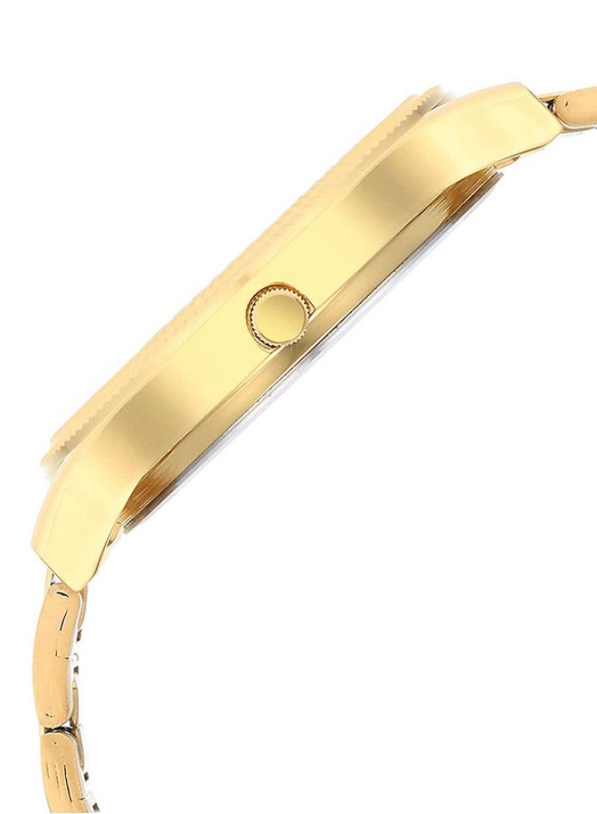 TITAN ساعة تيتان كاريشما التناظرية بقرص دائري بلون الشمبانيا وحزام من الفولاذ المقاوم للصدأ الذهبي للرجال-1650YM09 - Image 4