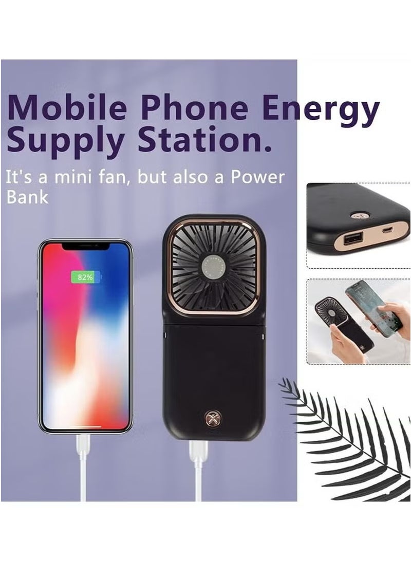 general Rechargeable 3 in 1 Handheld Fan - 3000mAh Large Battery, 3 Speeds Adjustable, Portable Mini Fan for Desk/Neck, Cooling Fan for Travel Camping Outdoor (Black) - Image 5