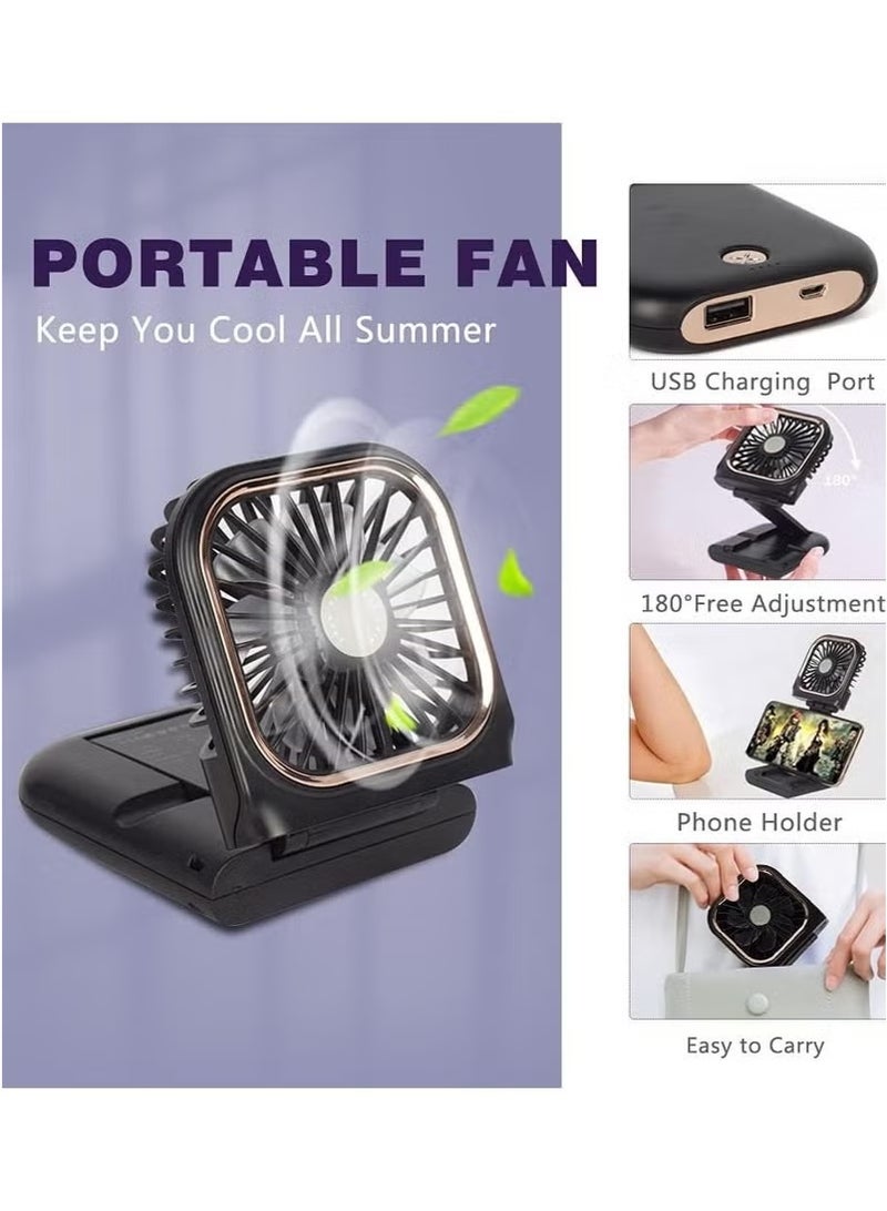 general Rechargeable 3 in 1 Handheld Fan - 3000mAh Large Battery, 3 Speeds Adjustable, Portable Mini Fan for Desk/Neck, Cooling Fan for Travel Camping Outdoor (Black) - Image 2