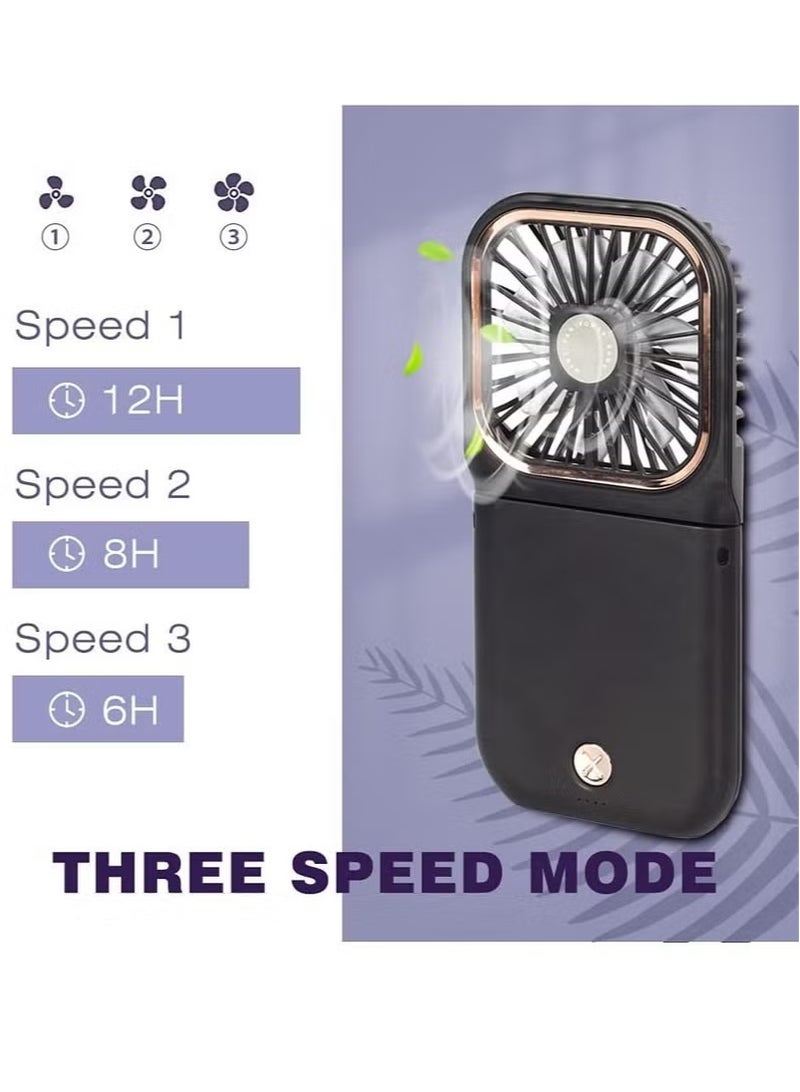 general Rechargeable 3 in 1 Handheld Fan - 3000mAh Large Battery, 3 Speeds Adjustable, Portable Mini Fan for Desk/Neck, Cooling Fan for Travel Camping Outdoor (Black) - Image 3