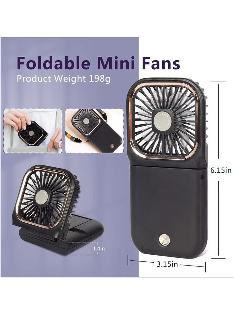 general Rechargeable 3 in 1 Handheld Fan - 3000mAh Large Battery, 3 Speeds Adjustable, Portable Mini Fan for Desk/Neck, Cooling Fan for Travel Camping Outdoor (Black) - Image 4