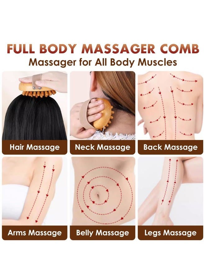 BORNBYME Wooden Body Scalp Massage Comb, Trigger Point Massage Tool Meridians Massager Gua Sha Massager Comb for Body Relief & Hair Growth - Image 2