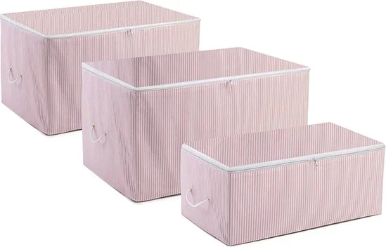 Magic Lady Large Size 3 Pieces Pink Striped Base Sofa Bed Storage Bag 40X40X90CM