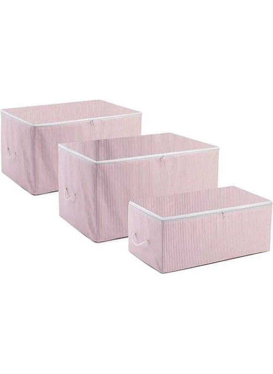 ماجيك ليدي Large Size 3 Pieces Pink Striped Base Sofa Bed Storage Bag 40X40X90CM