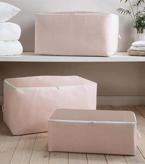 Magic Lady Large Size 3 Pieces Pink Striped Base Sofa Bed Storage Bag 40X40X90CM