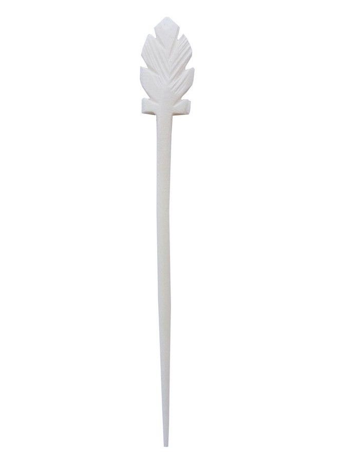 Salvus App SOLUTIONS - Elevate Your Hair Game With Marble Made Maple Leaf Hair Stick In White Perfect Hair Accessory For Women & Girls - Image 1