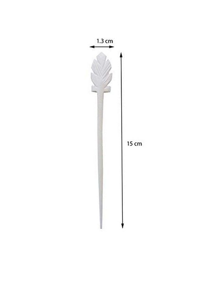 Salvus App SOLUTIONS - Elevate Your Hair Game With Marble Made Maple Leaf Hair Stick In White Perfect Hair Accessory For Women & Girls - Image 1