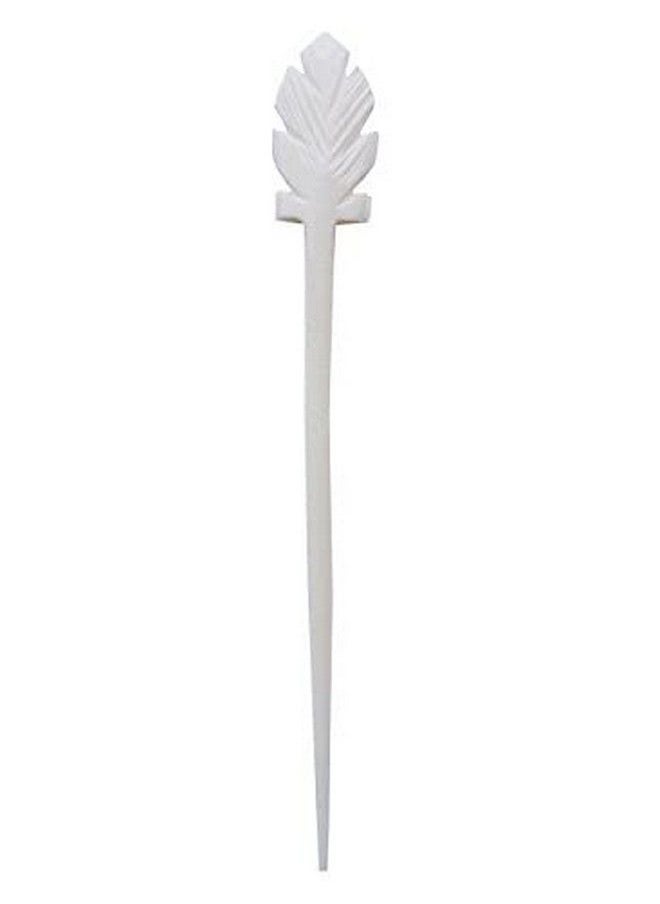 Salvus App SOLUTIONS - Elevate Your Hair Game With Marble Made Maple Leaf Hair Stick In White Perfect Hair Accessory For Women & Girls - Image 1