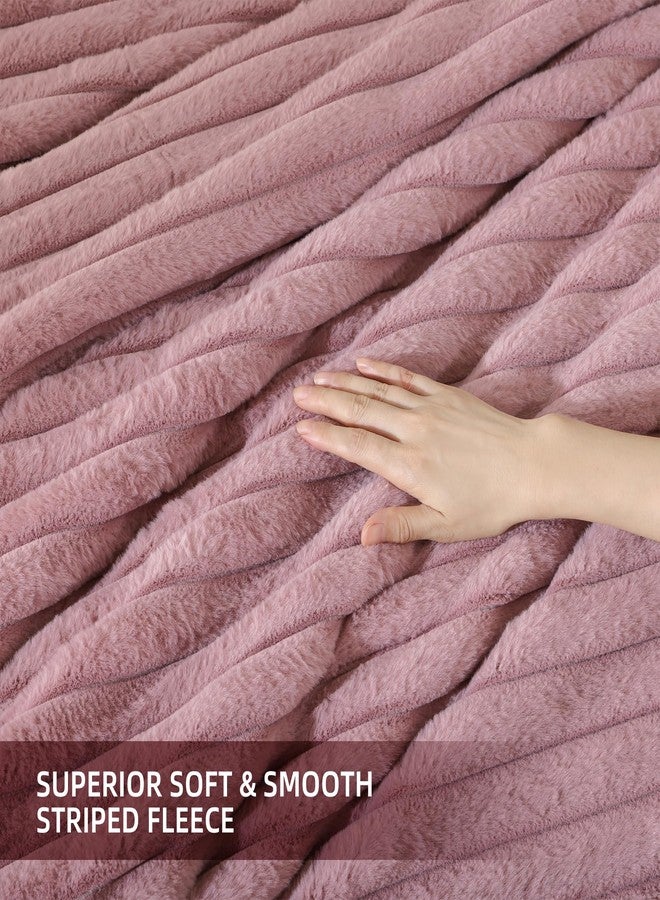 Smoofy Fluffy Twin Comforter Sets 2 Pieces - Old Pink Fleece Fluffy Comforter Set, Luxury Fuzzy Twin Bedding Set, Soft Warm Comforter All Season, Heavy Faux Fur Comforter with Pillow Cases - Image 5