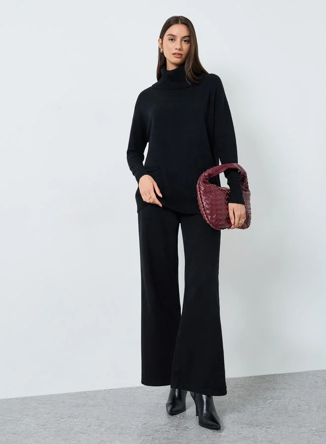 ستايلي سويتر طويل بياقة ملفوفة