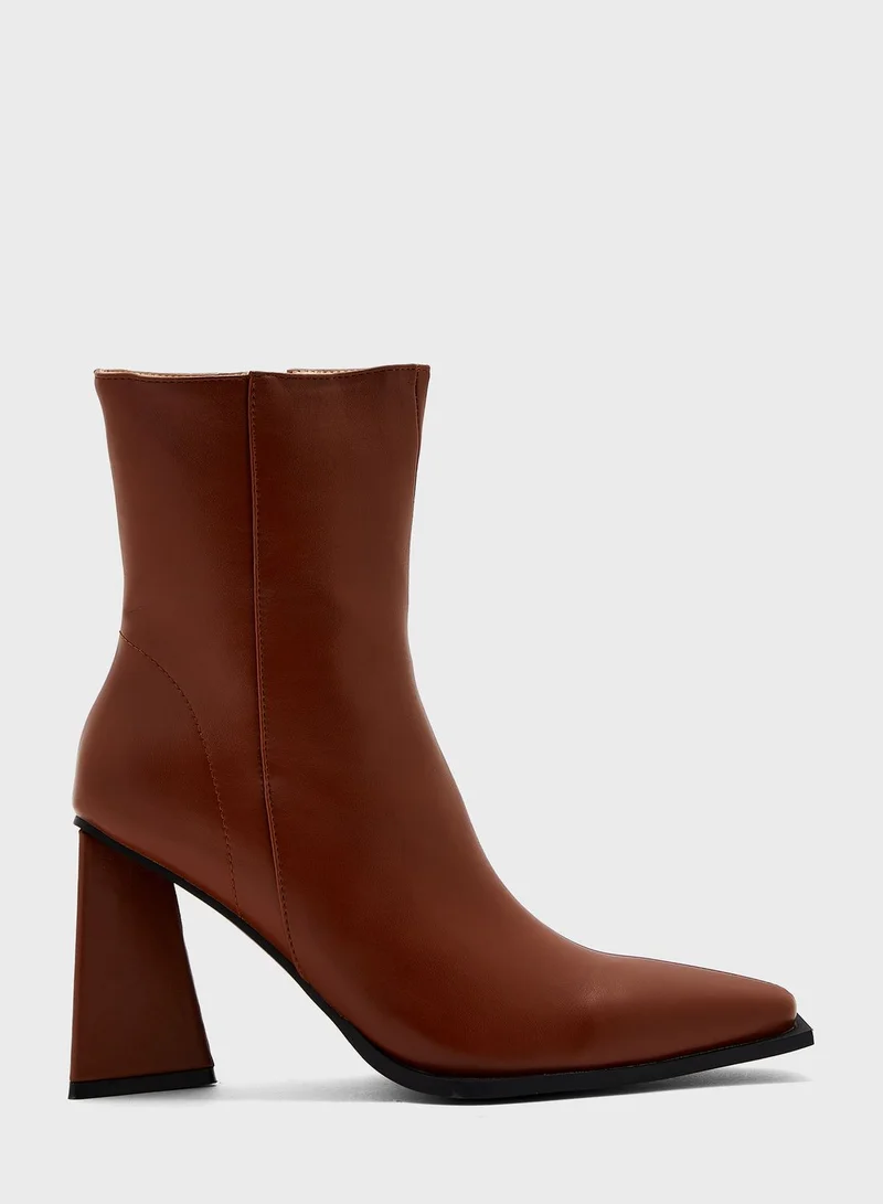 Ginger Sculptural Heel Ankle Boots