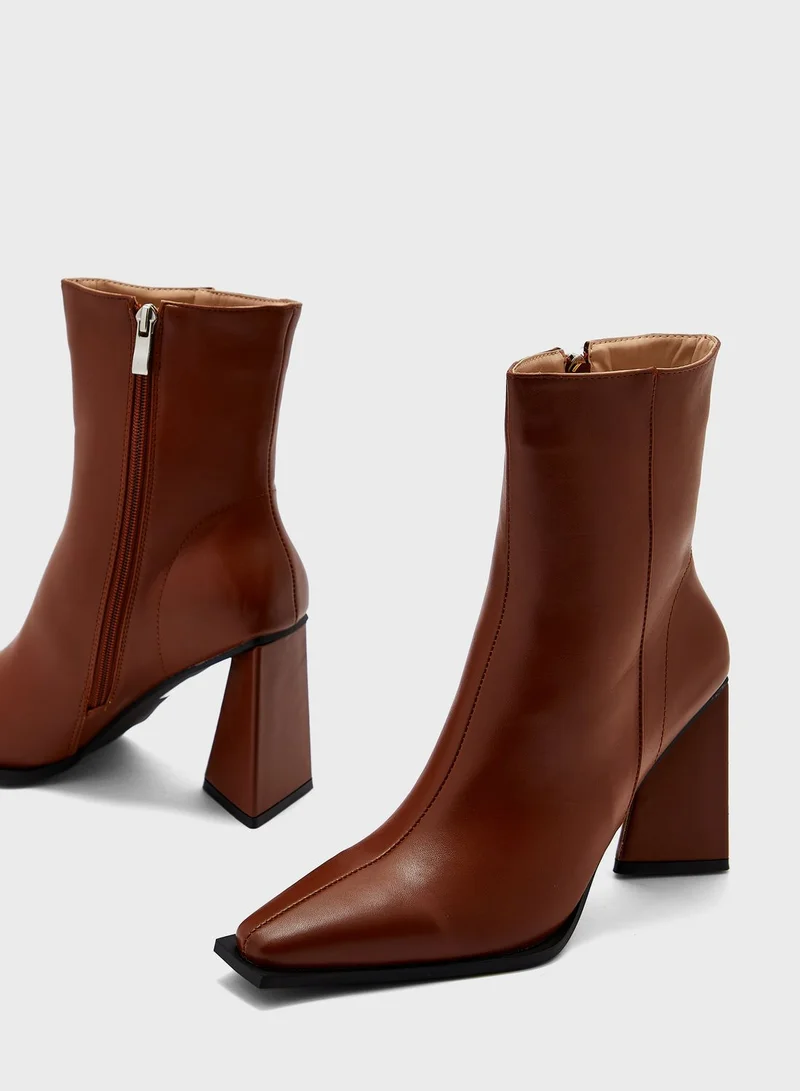 Ginger Sculptural Heel Ankle Boots