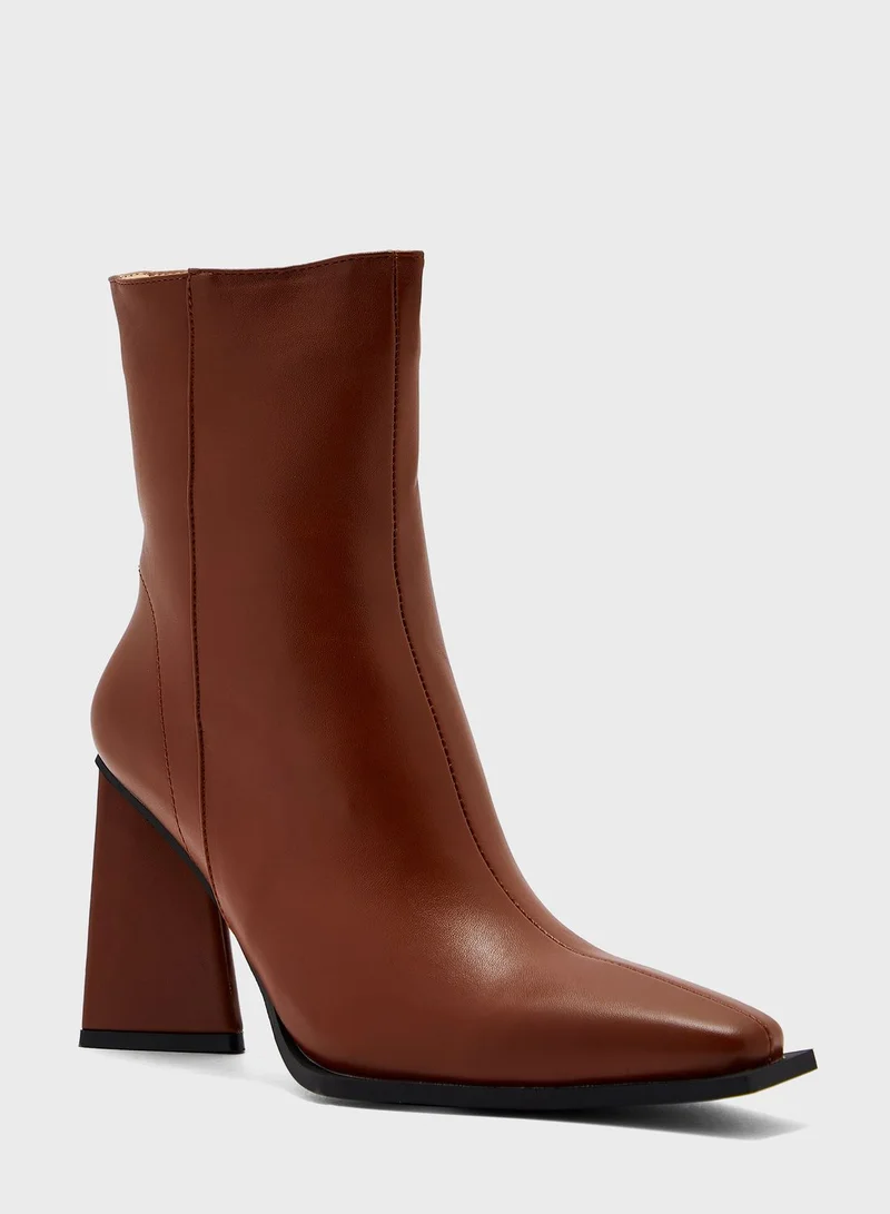 Ginger Sculptural Heel Ankle Boots