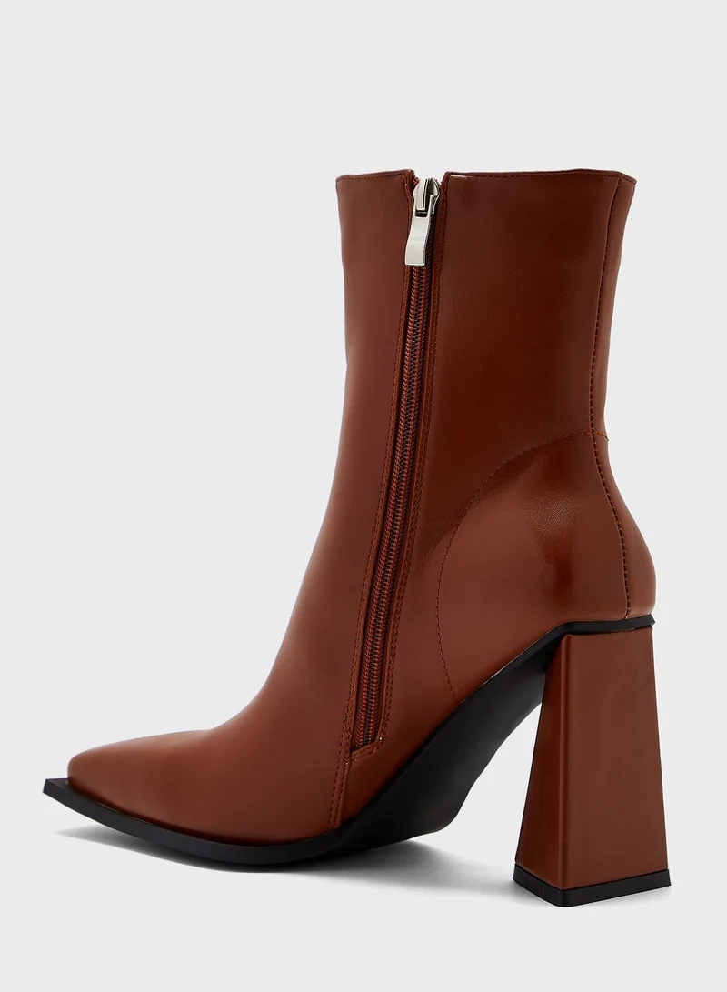 Ginger Sculptural Heel Ankle Boots