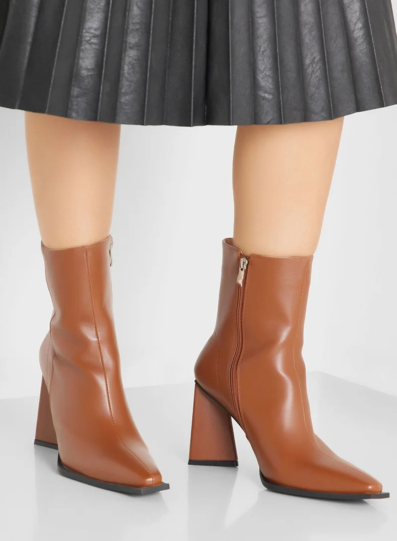 Ginger Sculptural Heel Ankle Boots