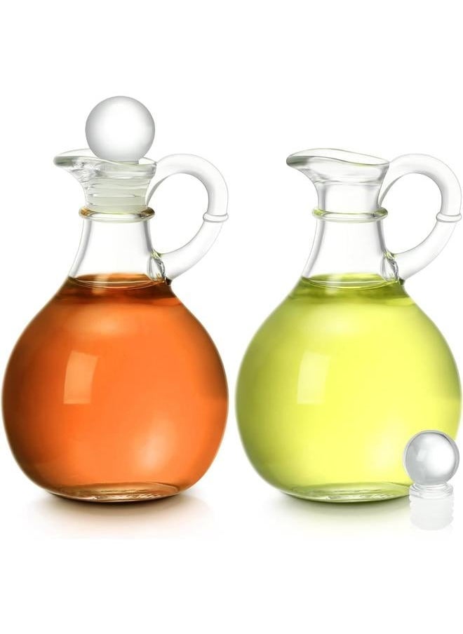 Generic 2 Pcs 10.5 oz Oil and Vinegar Dispenser Cruet Set Olive Oil Dispenser Bottle Vinegar Glass Cruet for Kitchen Elegant Condiment Container for Homemade Salad Dressing Pancake Syrup  - Image 1