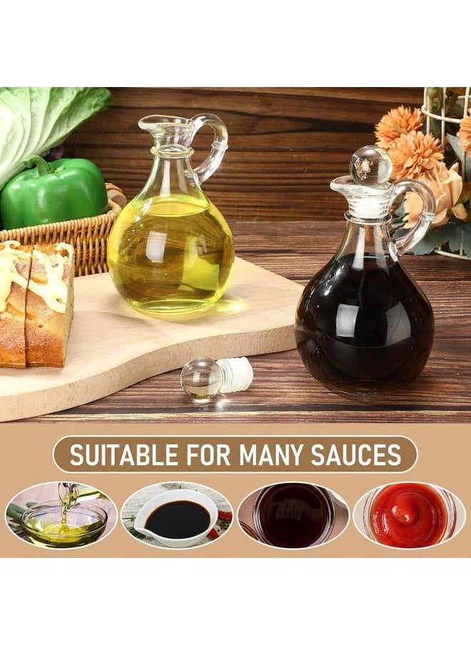 Generic 2 Pcs 10.5 oz Oil and Vinegar Dispenser Cruet Set Olive Oil Dispenser Bottle Vinegar Glass Cruet for Kitchen Elegant Condiment Container for Homemade Salad Dressing Pancake Syrup  - Image 2