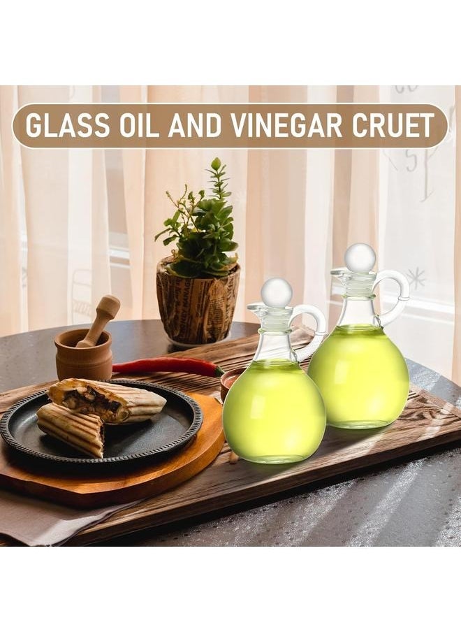 Generic 2 Pcs 10.5 oz Oil and Vinegar Dispenser Cruet Set Olive Oil Dispenser Bottle Vinegar Glass Cruet for Kitchen Elegant Condiment Container for Homemade Salad Dressing Pancake Syrup  - Image 4