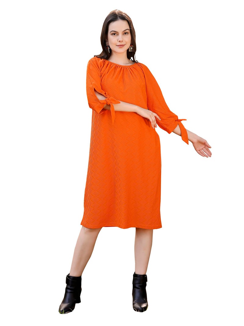PURVAJA Women’s A-Line Below Knee Length Dress (Nisi-011-Orange_Orange_XX-Large) - Image 1