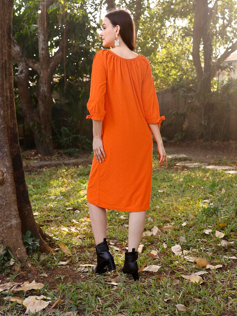 PURVAJA Women’s A-Line Below Knee Length Dress (Nisi-011-Orange_Orange_XX-Large) - Image 3