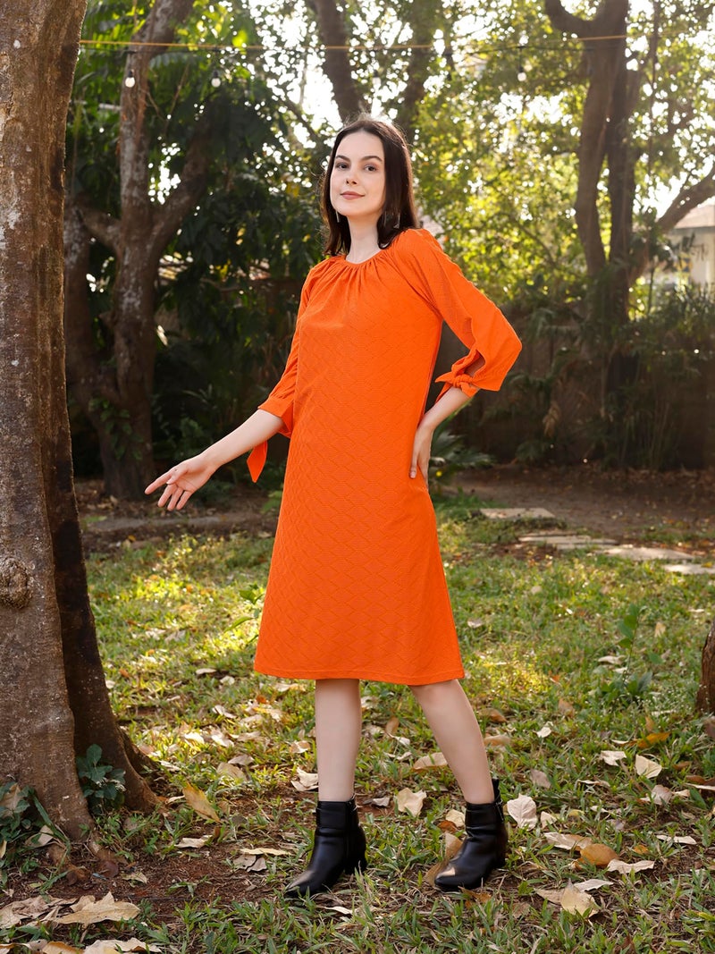 PURVAJA Women’s A-Line Below Knee Length Dress (Nisi-011-Orange_Orange_XX-Large) - Image 2