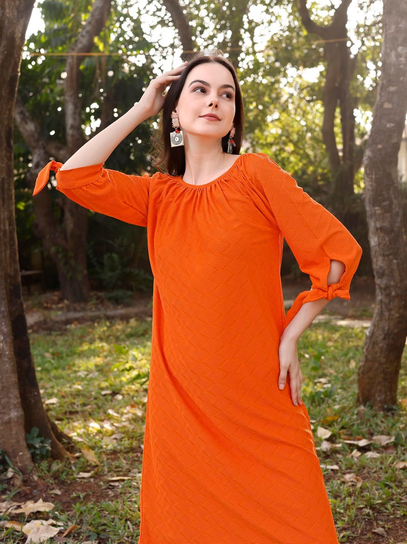 PURVAJA Women’s A-Line Below Knee Length Dress (Nisi-011-Orange_Orange_XX-Large) - Image 5