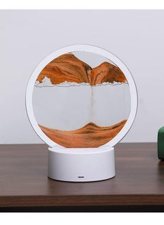RATSAW Moving Sand Art Decor Lamp Desk Lamp Round Glass Kinetic LED Light 3D Deep Sea Sandscape in Motion Display Desktop Home Office Decor Orange  - Image 3