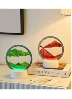 RATSAW Moving Sand Art Decor Lamp Desk Lamp Round Glass Kinetic LED Light 3D Deep Sea Sandscape in Motion Display Desktop Home Office Decor Orange  - Image 4