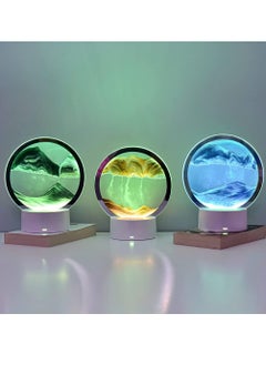 RATSAW Moving Sand Art Decor Lamp Desk Lamp Round Glass Kinetic LED Light 3D Deep Sea Sandscape in Motion Display Desktop Home Office Decor Orange  - Image 5