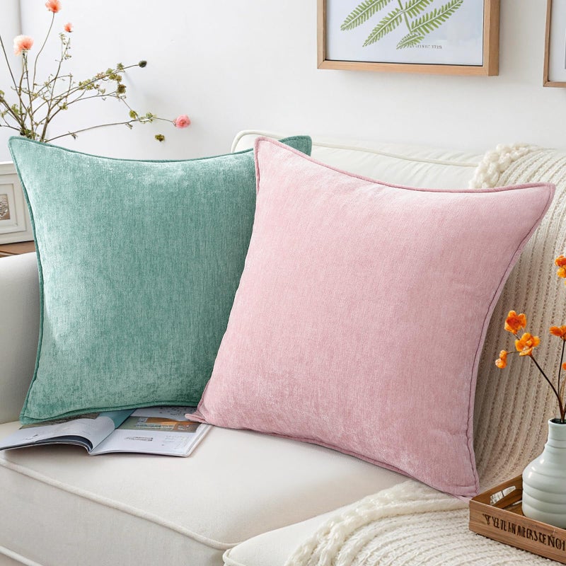 decorUhome Summer Couch Throw Pillow Covers 12x20 Set of 2, Decorative Soft Velvet Modern Cozy Chenille Lumbar Pillow Cases with Elegant Design for Sofa Bed Living Room Home Decor, Aqua Haze - Image 4