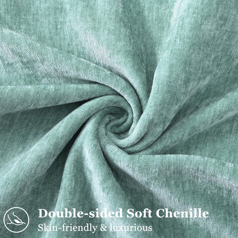 decorUhome Summer Couch Throw Pillow Covers 12x20 Set of 2, Decorative Soft Velvet Modern Cozy Chenille Lumbar Pillow Cases with Elegant Design for Sofa Bed Living Room Home Decor, Aqua Haze - Image 2