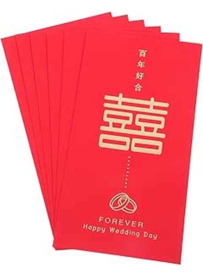 Traditional Chinese Red Envelopes 6 Pieces Wedding Money Packets Reusable Festival - Image 1