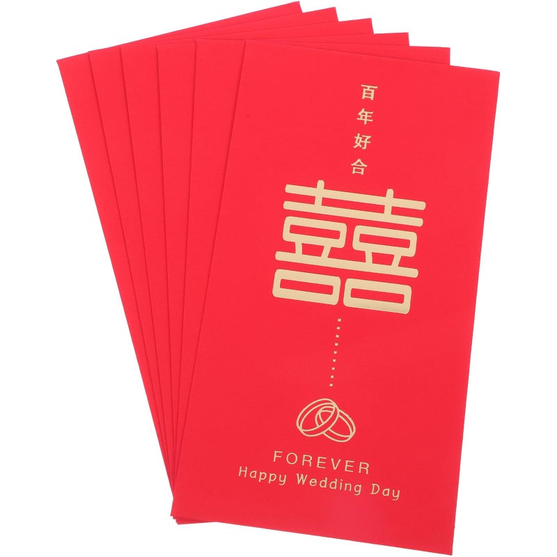 Traditional Chinese Red Envelopes 6 Pieces Wedding Money Packets Reusable Festival - Image 2