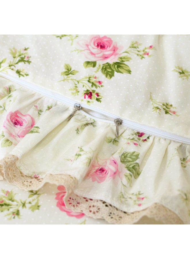 FADFAY Rosette Floral Print Duvet Cover Set Princess Lace Ruffle Bedding Set for Girls 3 Pieces Twin Size - Image 3