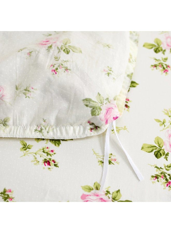 FADFAY Rosette Floral Print Duvet Cover Set Princess Lace Ruffle Bedding Set for Girls 3 Pieces Twin Size - Image 5