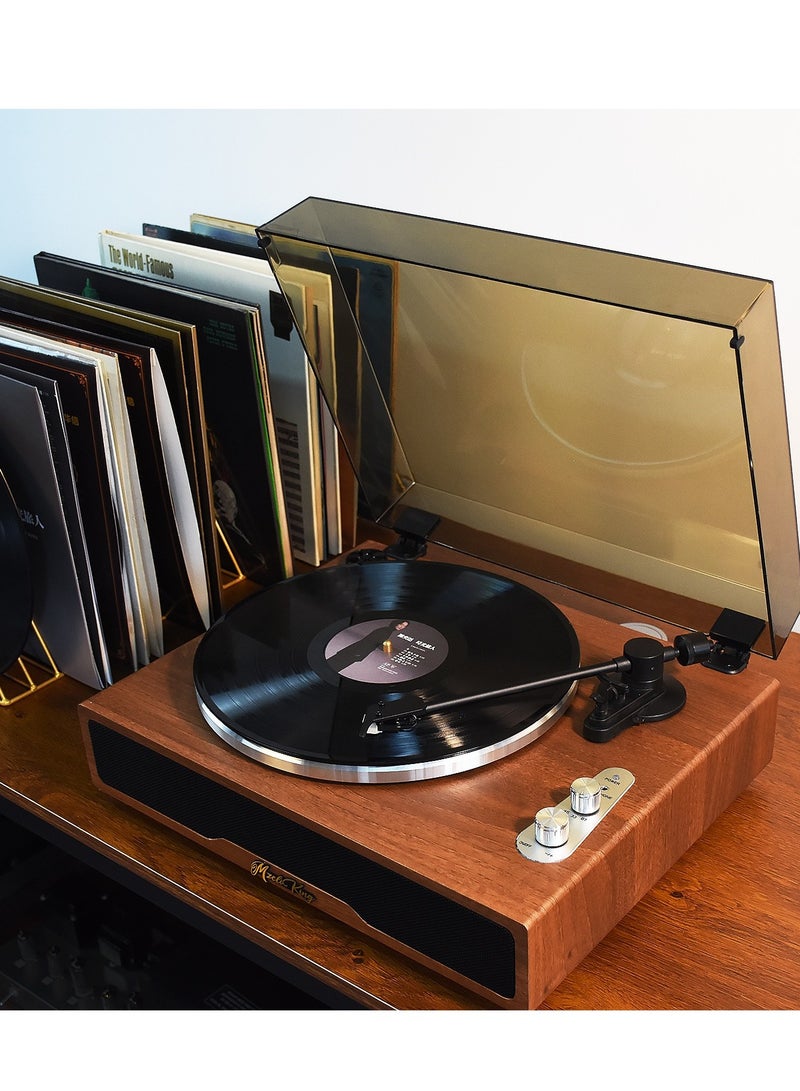 Retro Vinyl Record Player Bluetooth Speaker Wooden Phonograph Ornament Gift Set | Supports Vinyl Record Playback, Bluetooth, and Audio Input | Creative Retro Music Gift - Image 2