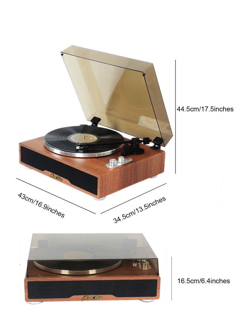 Retro Vinyl Record Player Bluetooth Speaker Wooden Phonograph Ornament Gift Set | Supports Vinyl Record Playback, Bluetooth, and Audio Input | Creative Retro Music Gift - Image 3