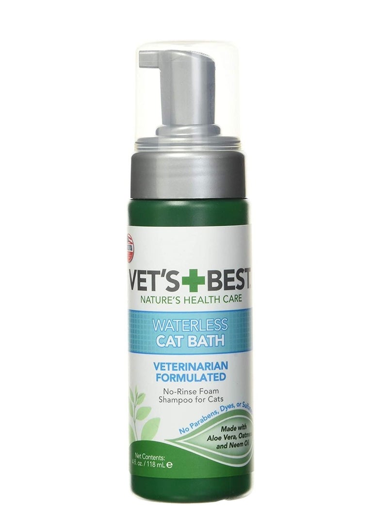Vet's Best Waterless Cat Bath Dry Foam Shampoo For Cats 118ml - Image 1