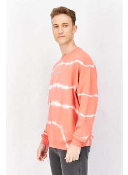 Asos Design Men Oversize Crew Neck Long Sleeve Graphic Print Sweatshirt, Orange  - Image 2